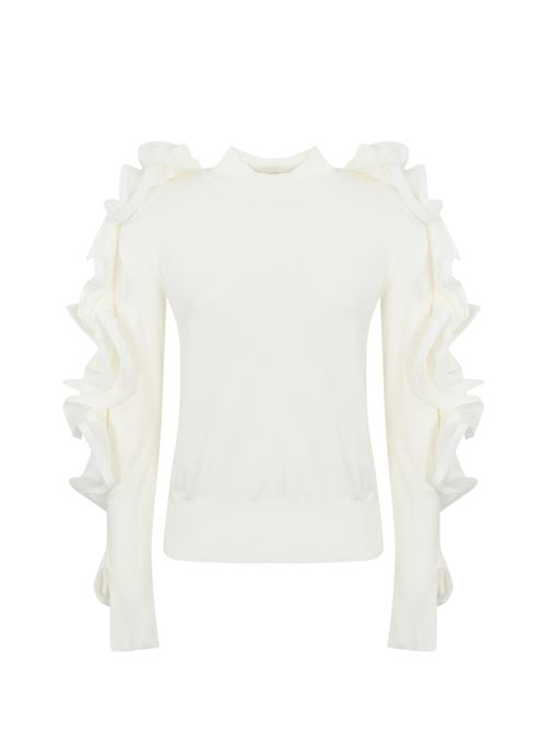 Maglia con rouches in viscosa bianco NO SECRETS | 243NS016LATTE